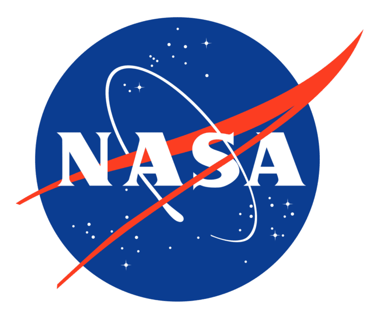 NASA logo with blue background and red swoosh.